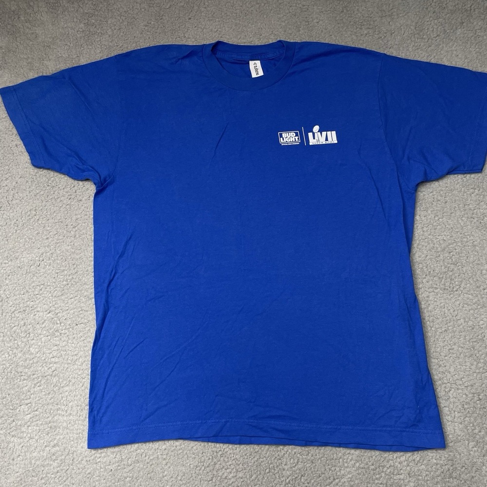 Next Level NFL Super Bowl LVI 56T-Shirt Size L Blue Bud Light Graphic Football